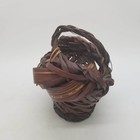Vintage Japanese Bamboo Ikebana Basket     Handwoven Flower Arrangement Basket