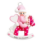 Personalized Baby s First Christmas Ornament -  Baby Girl On Pink Rocking Horse 