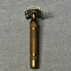 Vintage Gillette Gold Tone Fat Handle Tech De Safety Razor Prewar 1938   1945 Usa