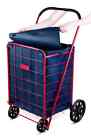 Folding Grocery Basket Cart Shopping  Wheel Large Utility Laundry 18x15x24 - Bag