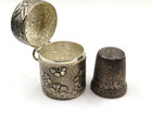 Vintage 925 Sterling Silver Ornate Floral Thimble Holder W  Thimble -  58ozt  