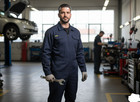 Men s Long Sleeve Coveralls Durable Navy Cotton Blend Mechanic Suit  Boiler Suit