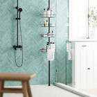 Adjustable Bronze Tension Pole Shower Caddy With 4 Shelves   Towel Bars 60-97 