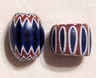 2 Antique Chevron Trade Beads 6 Layer Cream Center