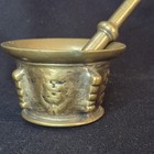 European Antique Brass Bronze Mortise Pestal Wear And Repair Consistent With Use