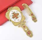 Antique Mirror Comb Set Vintage Metal Handheld Makeup Mirror With A Comb Russ   