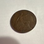 1908 Great Britain England Penny Edward Vii Britannia Reverse Bronze Km  794