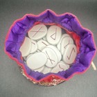 Natural Healing Rune Stone Set 25 Elder Futhark Alphabet Embroidered Bag Mirror
