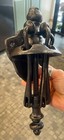 Antique Cast Iron 3 Arm Hook Coat Wall Hanger Hat Rack Moveable Sliding Heavy