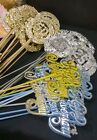 Lot 104 Vintage Assorted Florist Floral Holiday Celebration Plastic Picks signs 