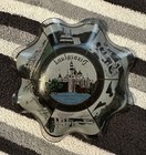 Vintage Disneyland Souvenir 7 Sights Scalloped Wavy Glass Candy Dish Ashtray