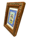 Vintage Persian Miniature Painting Khatam Marquetry Frame Hunting Scene