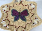 Vintage Hand Woven Butterfly Basket Shallow Decorative Wicker Boho Wall Decor