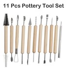 22pcs Pottery Clay Sculpting Tool Set Wooden Handle Ceramic Carving Shaping Tool