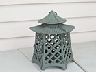 Vintage Japanese Cast Iron Pagoda Double Roof Hanging Candle Lantern  Unused