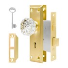 Vintage Crystal Glass Door Knobs Mortise Lock Set - Polished Gold Finish  Skelet