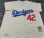 Vintage Jackie Robinson  42 Dodgers Throwback Cream Sewn Stitched Jersey 