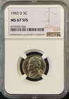 1943-d Silver Jefferson War Nickel 5c Ngc Ms67 5fs Full Steps-toned 