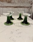 4 Beautiful Vintage Roemer German Wine Glasses Green Beehive Base   Clear