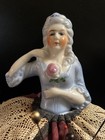 Vintage Sewing Figural Pin Cushion Porcelain Lady 5   