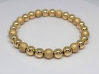 14k Yellow Gold Filled Stardust Big Beaded 7mm Handmade Stretch Elastic Bracelet