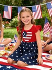 Retsugo Toddler Girls American Flag Dress Kids Heart Star Stripes Independence