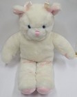 Vintage White Plush Cat Stuffed Animal Pink Ribbons Blue Eyes Kitty Toy 22  Tall