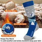  Merino Wool Ski Socks Kids  Knee-high Warm Thermal X-small Grey Blue  2 Pairs 