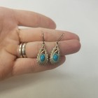 Vintage Native American Sterling Turquoise Blued Dangle Earrings