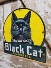 Vintage Black Cat Sign Old Embossed Metal Cigarette Tobacco Store Advertising