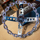 11 Inch Chrome Chain Steering Wheel With Cutout Spokes And Horn Button -3 Hole