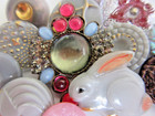 14czech Glass 1 Rhinestone Antique Vintage   New Buttons  Shades Of Gray   Wine