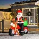  6  Christmas Inflatable Santa Claus Riding A Motorcycle With Toy Bag  Outdoor 