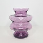 Vintage Purple Art Glass Hooped Vase Signed 7  Tall