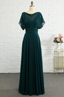 Dark Green Chiffon Mother Of The Bride Dresses Ruched Waist Wedding Evening Gown