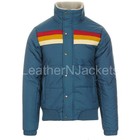 Mens Ski Retro Coloful Padded Quilted Winter Striped Bomber Vintage Jacket
