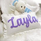 Custom Name Punch Needle Pillow With Ruffles handmade Baby Shower   Nursery Gift