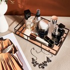 Putwo Mirror Smoky Black Metal Jewelry Decorative Glass Perfume Organizer