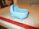 Vintage Baby Blue Bassinet Ceramic Crib Planter