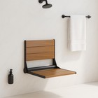 18  Folding Teak Wood Shower Bench Seat  Accessibility-focused Black Wall Mount
