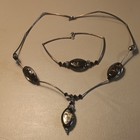 Sterling Silver And Art Glass Beads Matching Bracelet   Necklace Set