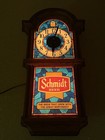 Vintage Schmidt Beer Lighted Clock Very Good Condition Bar Man Cave Sign 23 5 