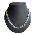 Real Sterling Silver Mens Boys Figaro Solid Chain Bracelet Or Necklace 925