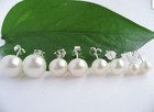 Wholesale Natural White  Freshwater Pearl Sterling 925 Silver Stud Earrings