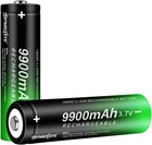 2 Pack 3 7 Volt 18650 Rechargeable Batteries High Capacity 9900 Mah Free Shippin