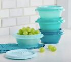 Tupperware Servalier Set Of 4 Bowls With Matching Seals Shades Of Teal Green