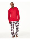 Family Pjs Sets Red Solid Long Sleeve Round Neck Straight Leg Sleepwear  Size L