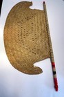 Vintage Boho Pankha Hand Woven Bamboo Indian Art Hand Fan With Painted Handle