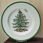 4 Spode Christmas Tree S3324-a10 Green Band Dinner Plates 10 1 2    10 5 Inch