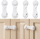 Child Safety Cabinet Locks  Adhesive Baby Proofing Latches  4 Pack  White  For
